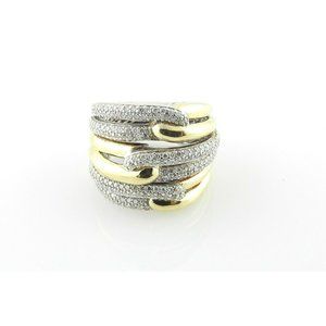 David Yurman 18K Gold Sterling Diamond Triple Loop Labyrinth Ring 7 #10708